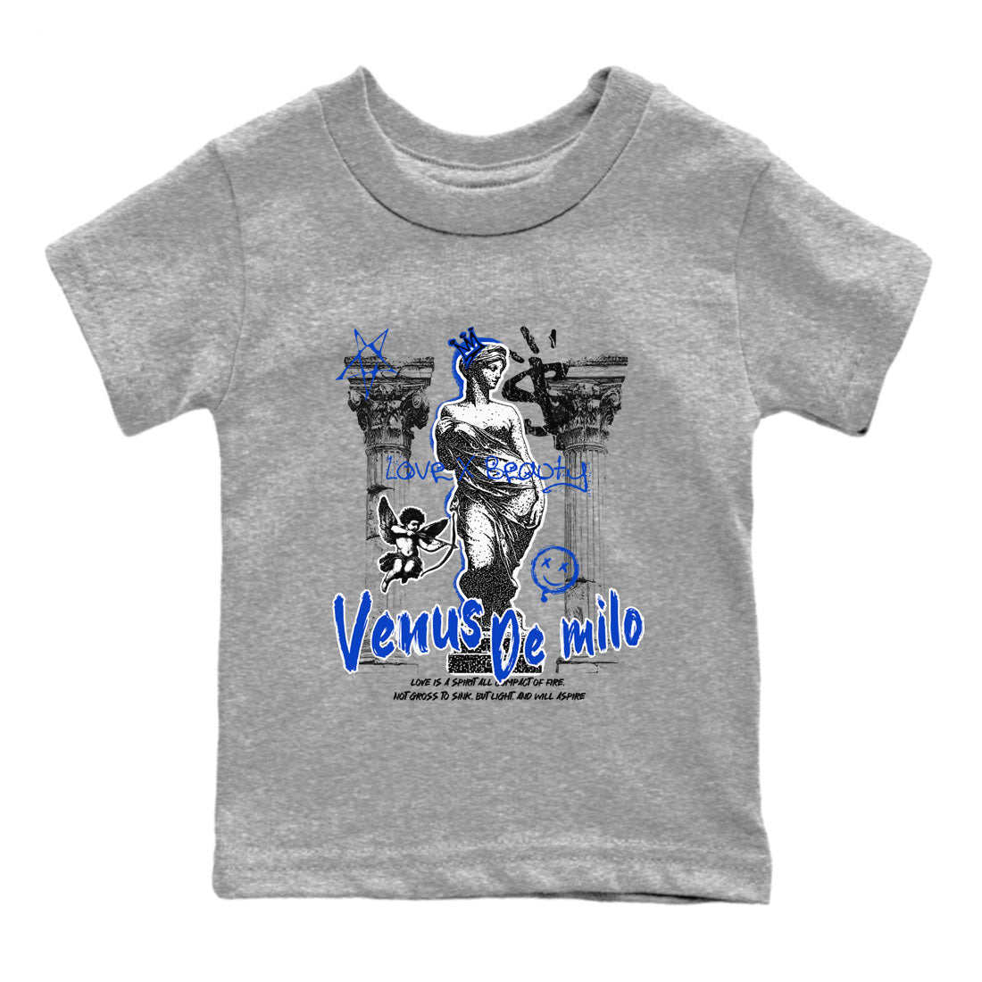 12s Blueberry shirts to match jordans Venus De Milo best t shirts to wear with jordans Air Jordan 12 Retro Blueberry match shoes to clothes SNRT Sneaker Tees Youth Baby Heather Grey 2 tee