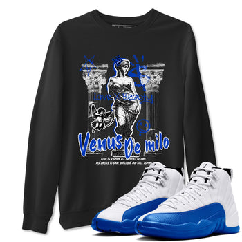 12s Blueberry shirts to match jordans Venus De Milo best t shirts to wear with jordans Air Jordan 12 Retro Blueberry match shoes to clothes SNRT Sneaker Tees unisex cotton Black 1 shirts