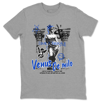 12s Blueberry shirts to match jordans Venus De Milo best t shirts to wear with jordans Air Jordan 12 Retro Blueberry match shoes to clothes SNRT Sneaker Tees unisex cotton Heather Grey 2 shirts