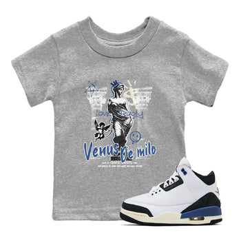 3s For The Love to match jordans Venus De Milo best t shirts to wear with jordans A Ma Maniere x Air Jordan 3 Diffused Blue match shoes to clothes SNRT Sneaker Tees Youth Baby Heather Grey 1 tee