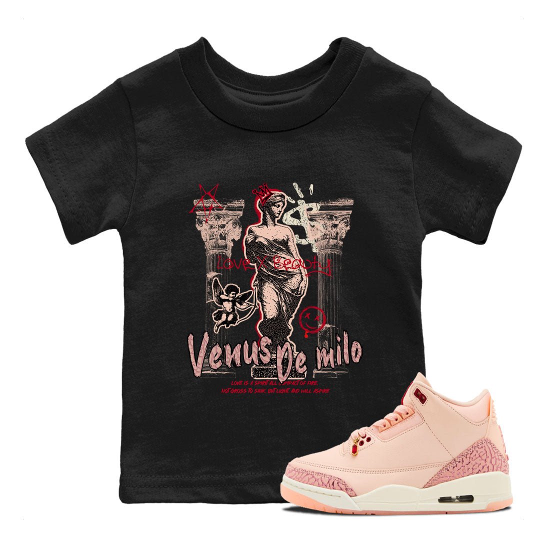 3s Valentines Day shirts to match jordans Venus De Milo best t shirts to wear with jordans Air Jordan 3 Valentines Day match shoes to clothes SNRT Sneaker Tees Youth Baby Black 1 tee