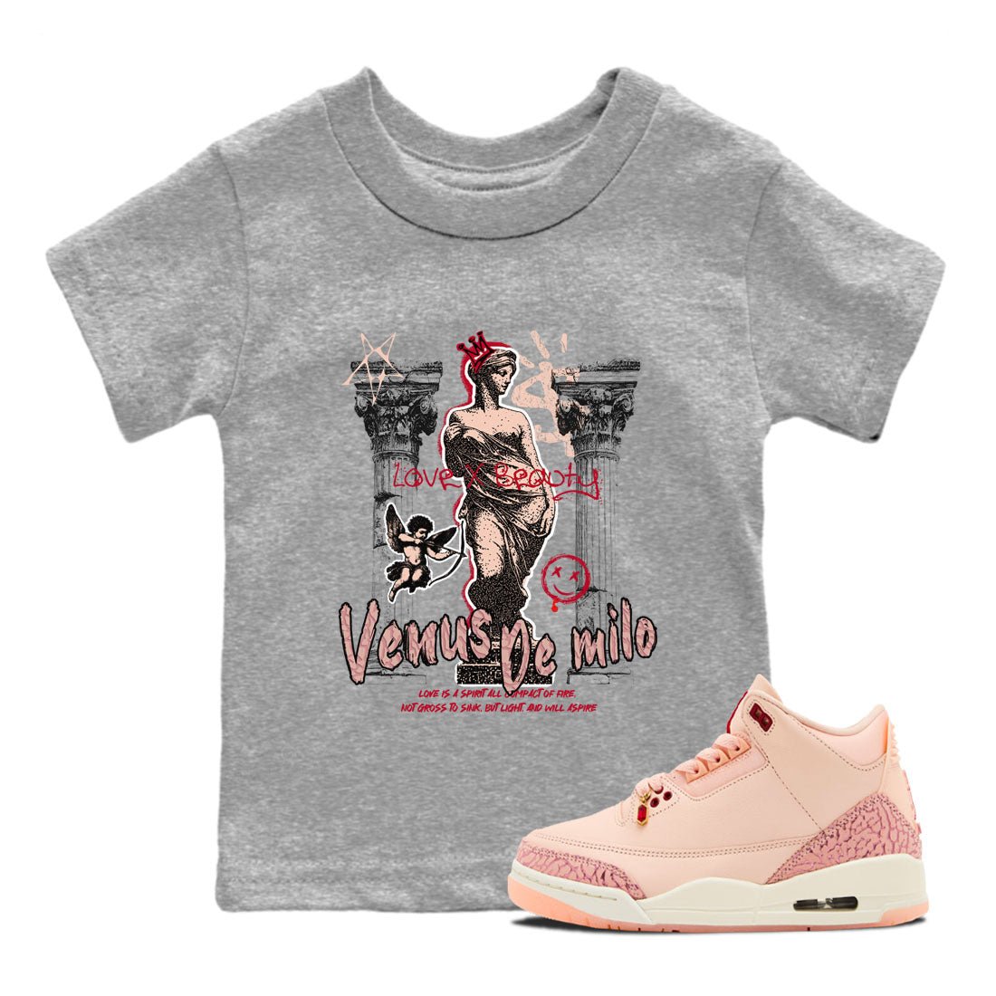 3s Valentines Day shirts to match jordans Venus De Milo best t shirts to wear with jordans Air Jordan 3 Valentines Day match shoes to clothes SNRT Sneaker Tees Youth Baby Heather Grey 1 tee