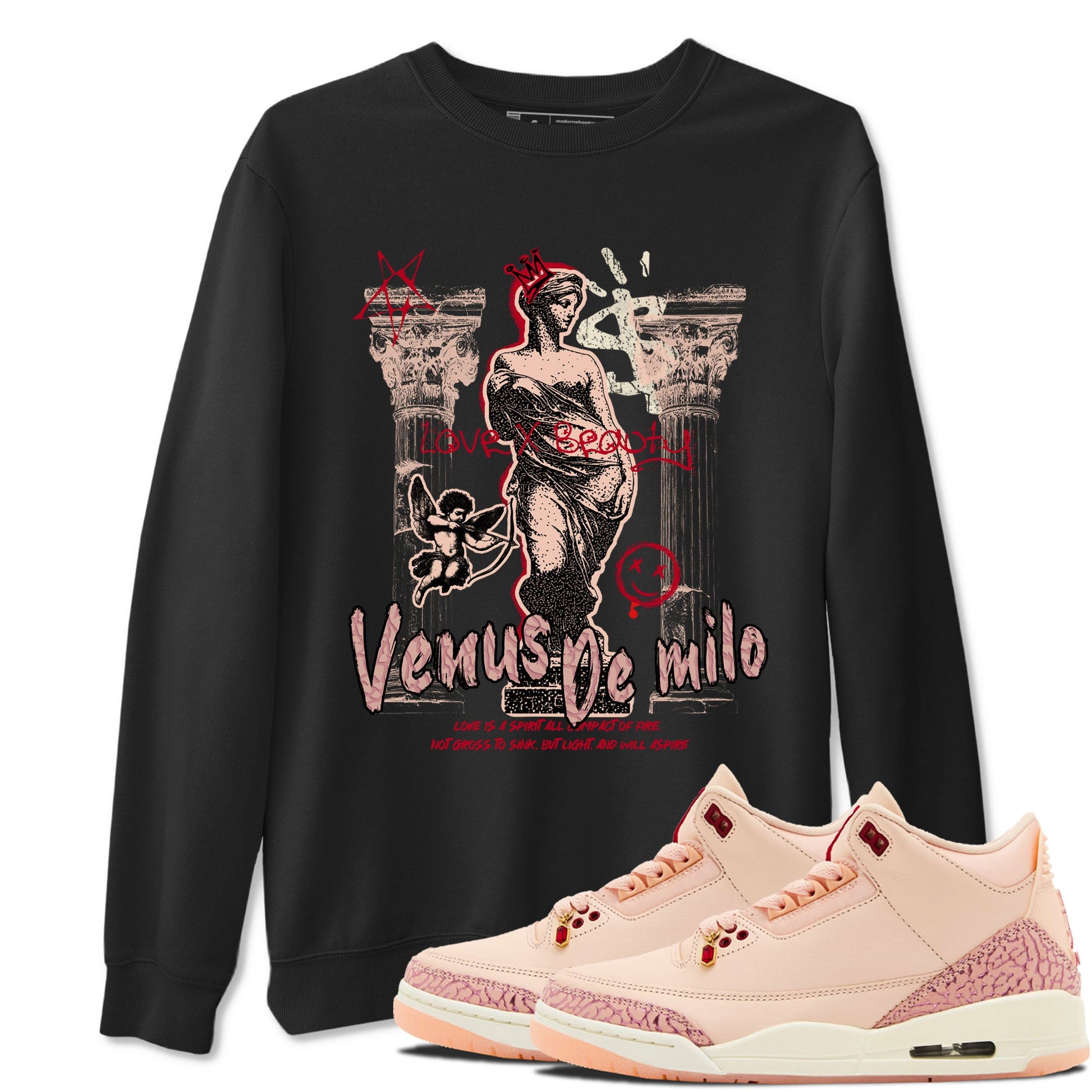 3s Valentines Day shirts to match jordans Venus De Milo best t shirts to wear with jordans Air Jordan 3 Valentines Day match shoes to clothes SNRT Sneaker Tees unisex cotton Black 1 shirts