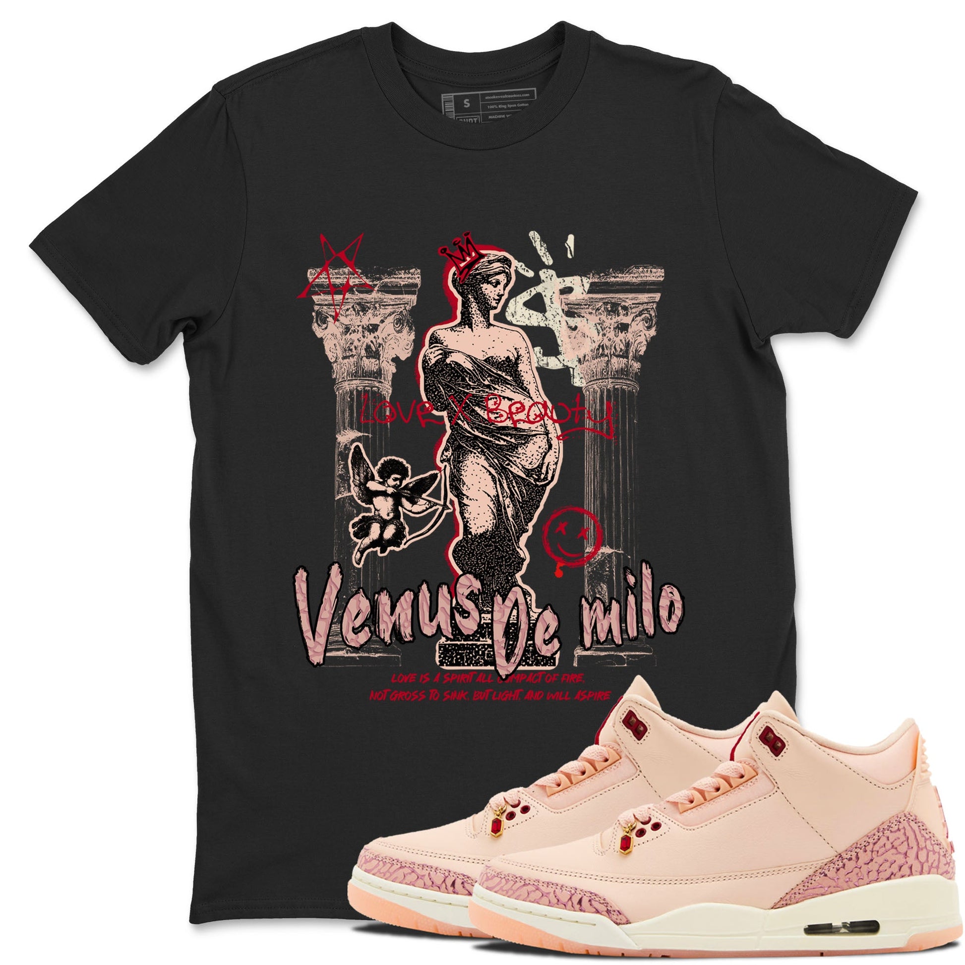 3s Valentines Day shirts to match jordans Venus De Milo best t shirts to wear with jordans Air Jordan 3 Valentines Day match shoes to clothes SNRT Sneaker Tees unisex cotton Black 1 shirts
