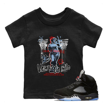 5s Black Metallic Reimagined shirts to match jordans Venus De Milo best t shirts to wear with jordans AJ5 Retro OG Reimagined match shoes to clothes SNRT Sneaker Tees Youth Baby Black 1 tee