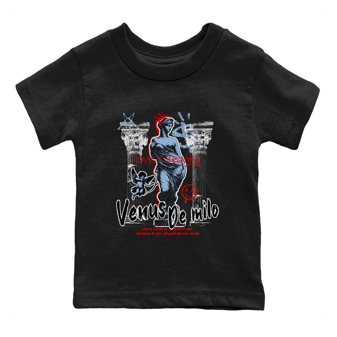 5s Black Metallic Reimagined shirts to match jordans Venus De Milo best t shirts to wear with jordans AJ5 Retro OG Reimagined match shoes to clothes SNRT Sneaker Tees Youth Baby Black 2 tee