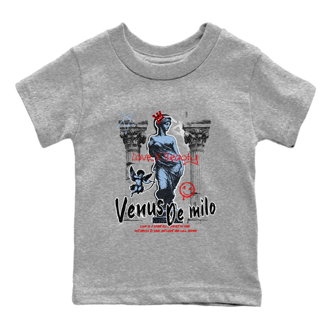 5s Black Metallic Reimagined shirts to match jordans Venus De Milo best t shirts to wear with jordans AJ5 Retro OG Reimagined match shoes to clothes SNRT Sneaker Tees Youth Baby Heather Grey 2 tee