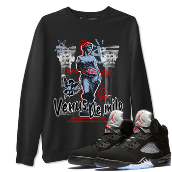 5s Black Metallic Reimagined shirts to match jordans Venus De Milo best t shirts to wear with jordans AJ5 Retro OG Reimagined match shoes to clothes SNRT Sneaker Tees unisex cotton Black 1 shirts