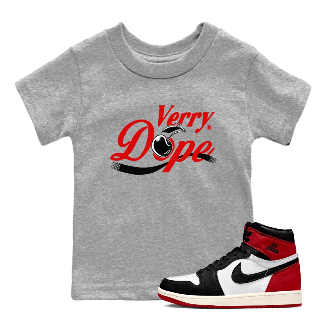 1s Black Toe Reimagined shirts to match jordans Verry Dope sneaker match tees Air Jordan 1 Retro High Black Toe Reimagined match shoes to clothes SNRT Sneaker Tees Youth Baby Heather Grey 1 tee