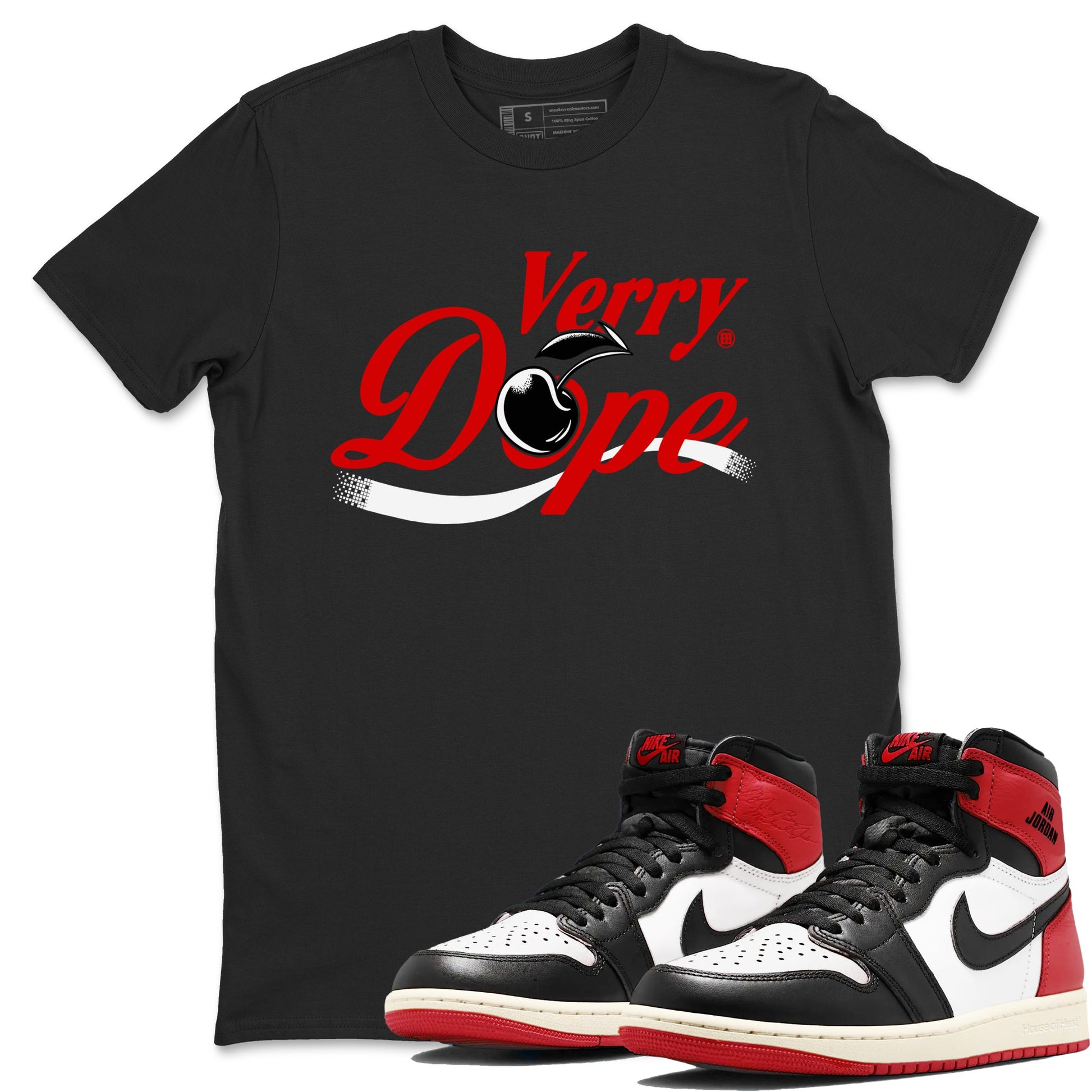 1s Black Toe Reimagined shirts to match jordans Verry Dope sneaker match tees Air Jordan 1 Retro High Black Toe Reimagined match shoes to clothes SNRT Sneaker Tees unisex cotton Black 1 shirts