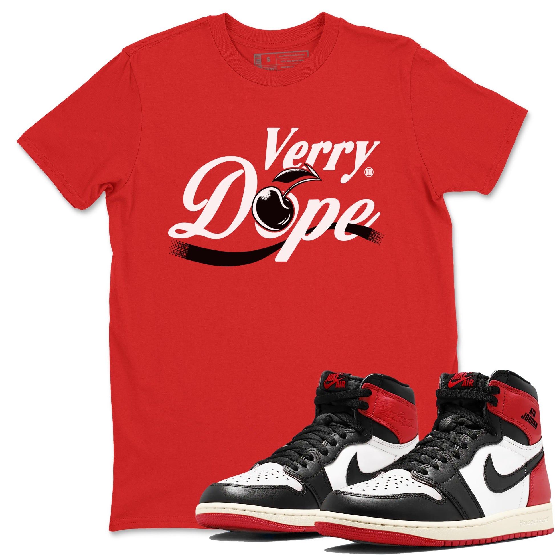 1s Black Toe Reimagined shirts to match jordans Verry Dope sneaker match tees Air Jordan 1 Retro High Black Toe Reimagined match shoes to clothes SNRT Sneaker Tees unisex cotton Red 1 shirts