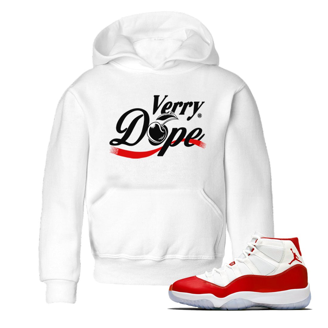 11s Cherry shirts to match jordans Verry Dope sneaker match tees Air Jordan 11 Retro Cherry match shoes to clothes SNRT Sneaker Tees Youth Baby White 1 tee