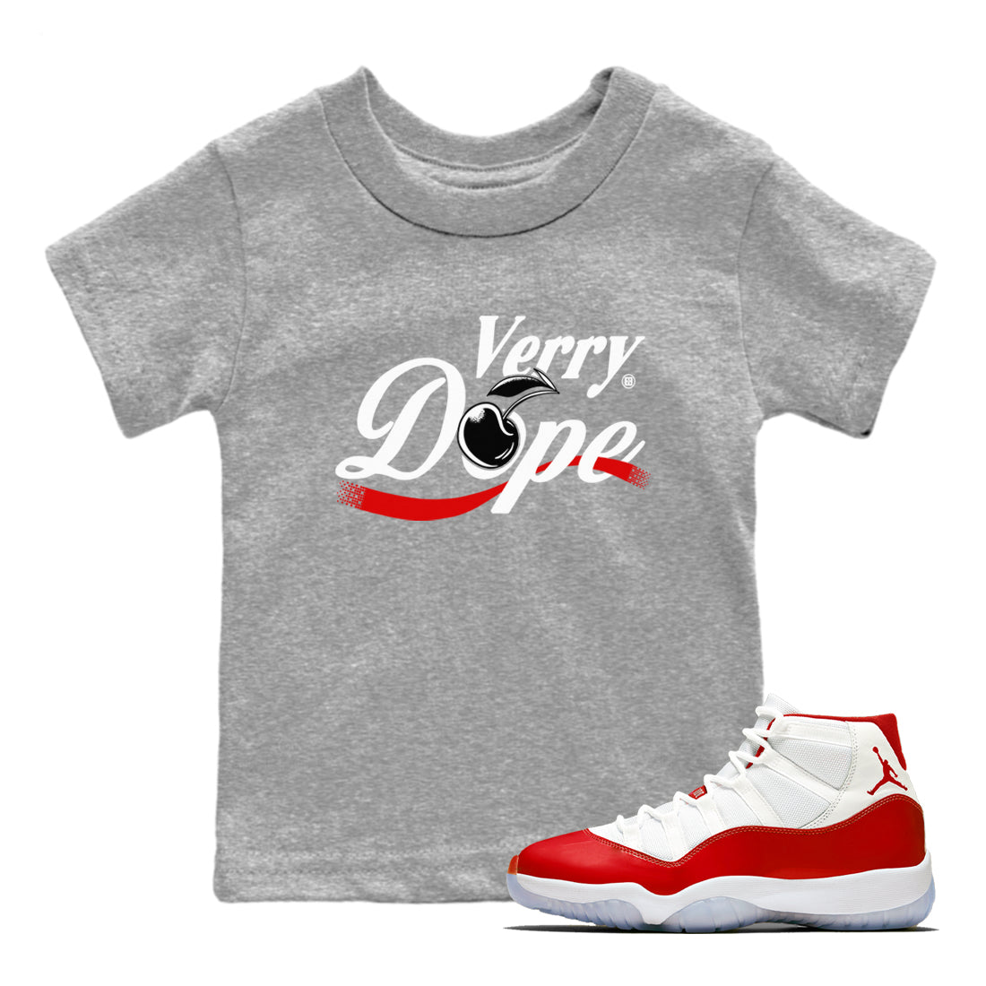 11s Cherry shirts to match jordans Verry Dope sneaker match tees Air Jordan 11 Retro Cherry match shoes to clothes SNRT Sneaker Tees Youth Baby Heather Grey 1 tee