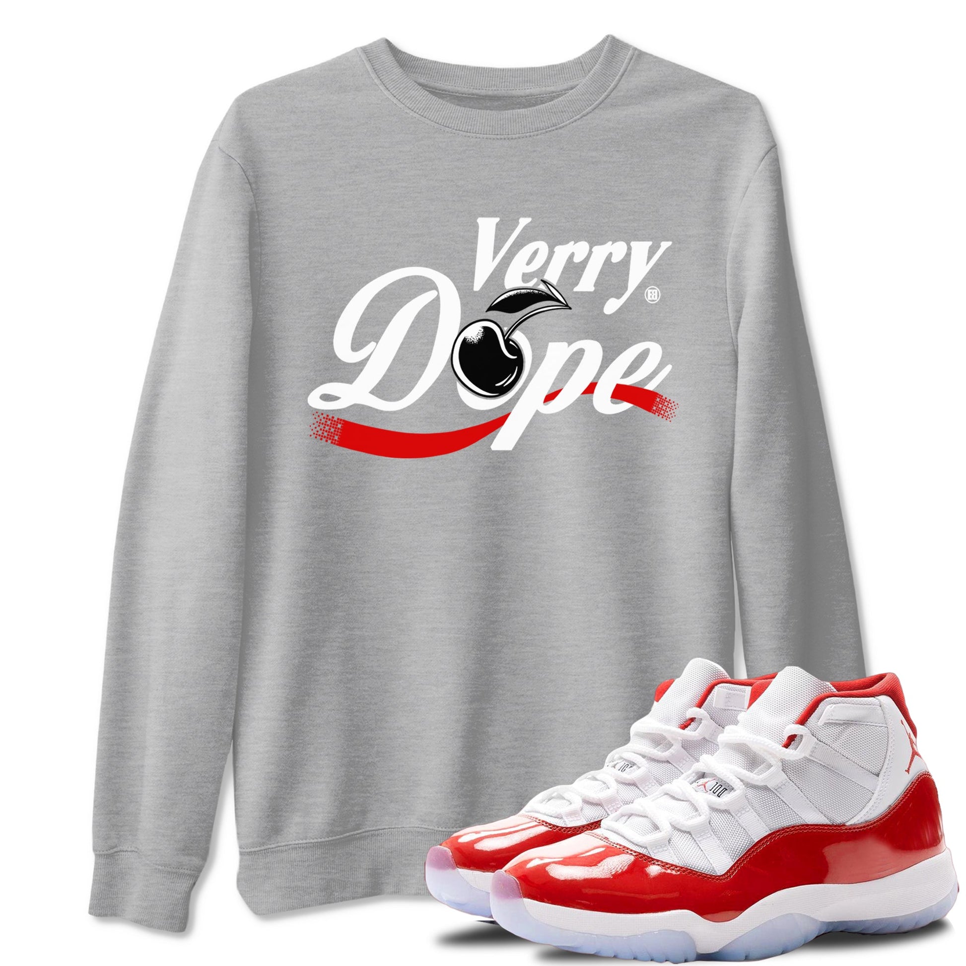 11s Cherry shirts to match jordans Verry Dope sneaker match tees Air Jordan 11 Retro Cherry match shoes to clothes SNRT Sneaker Tees unisex cotton Heather Grey 1 shirts