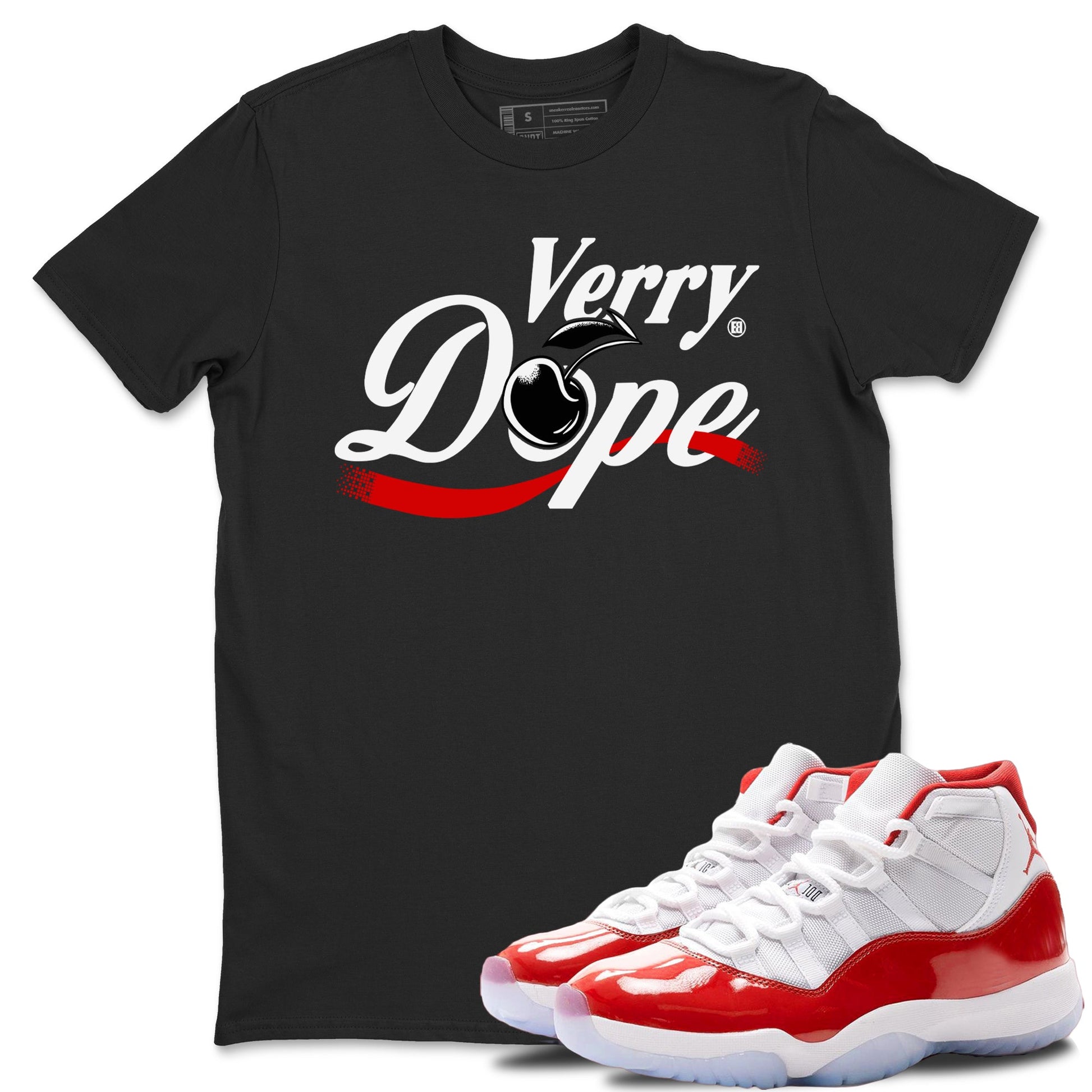 11s Cherry shirts to match jordans Verry Dope sneaker match tees Air Jordan 11 Retro Cherry match shoes to clothes SNRT Sneaker Tees unisex cotton Black 1 shirts