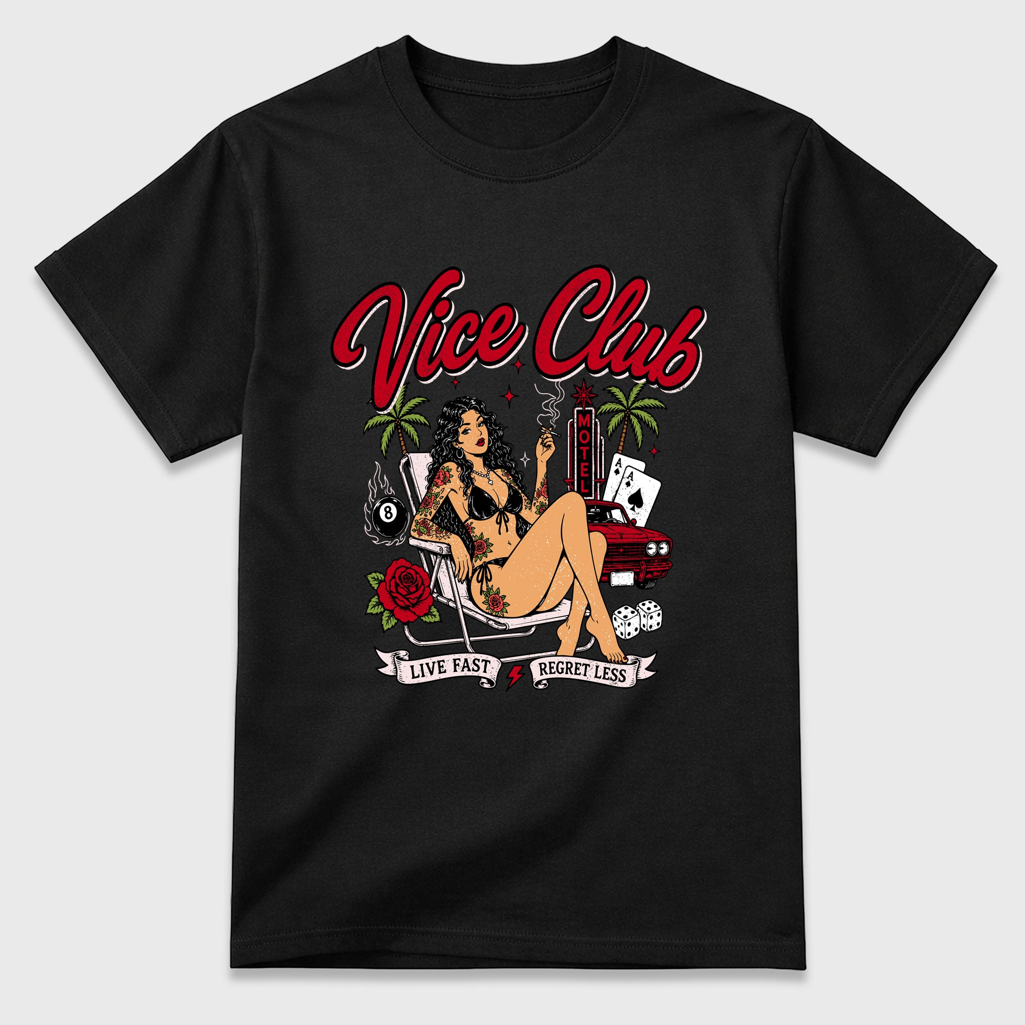 Vice Club Graphic T-Shirt featuring original streetwear artwork designed to match the Air Jordan 1 Nails and Grails. Black 2 Graphic T-Shirt.