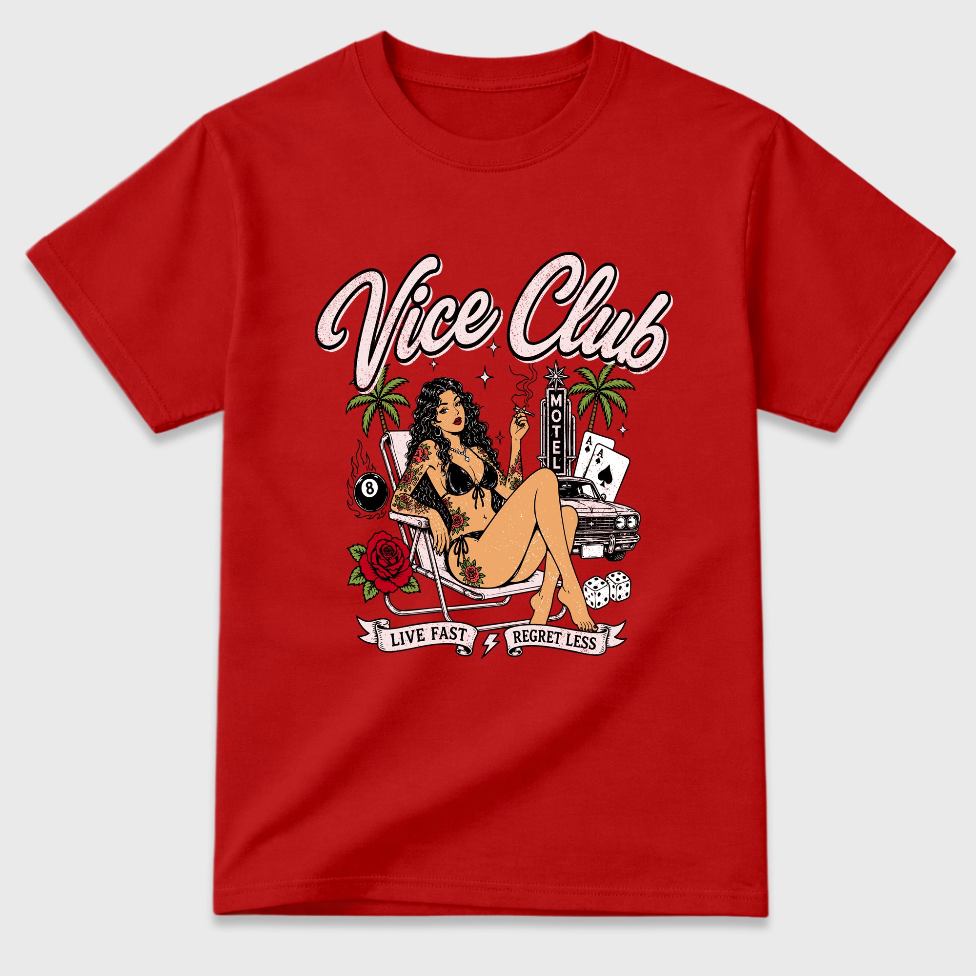 Vice Club Graphic T-Shirt featuring original streetwear artwork designed to match the Air Jordan 1 Nails and Grails. Red 2 Graphic T-Shirt.