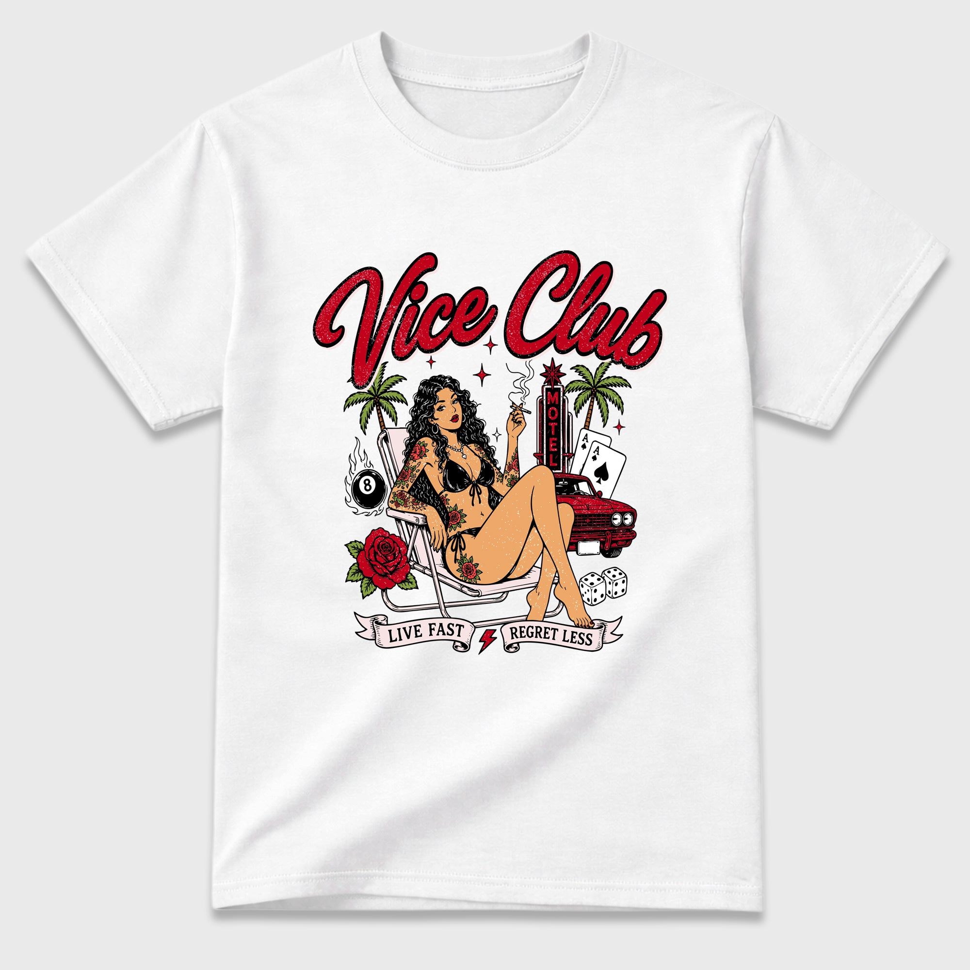 Vice Club Graphic T-Shirt featuring original streetwear artwork designed to match the Air Jordan 1 Nails and Grails. White 2 Graphic T-Shirt.