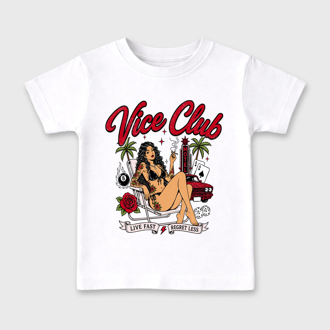 Vice Club Baby & Kids Graphic T-Shirt featuring original artwork designed to match the Air Jordan 1 Nails and Grails. White 2 Kids Graphic Tee.