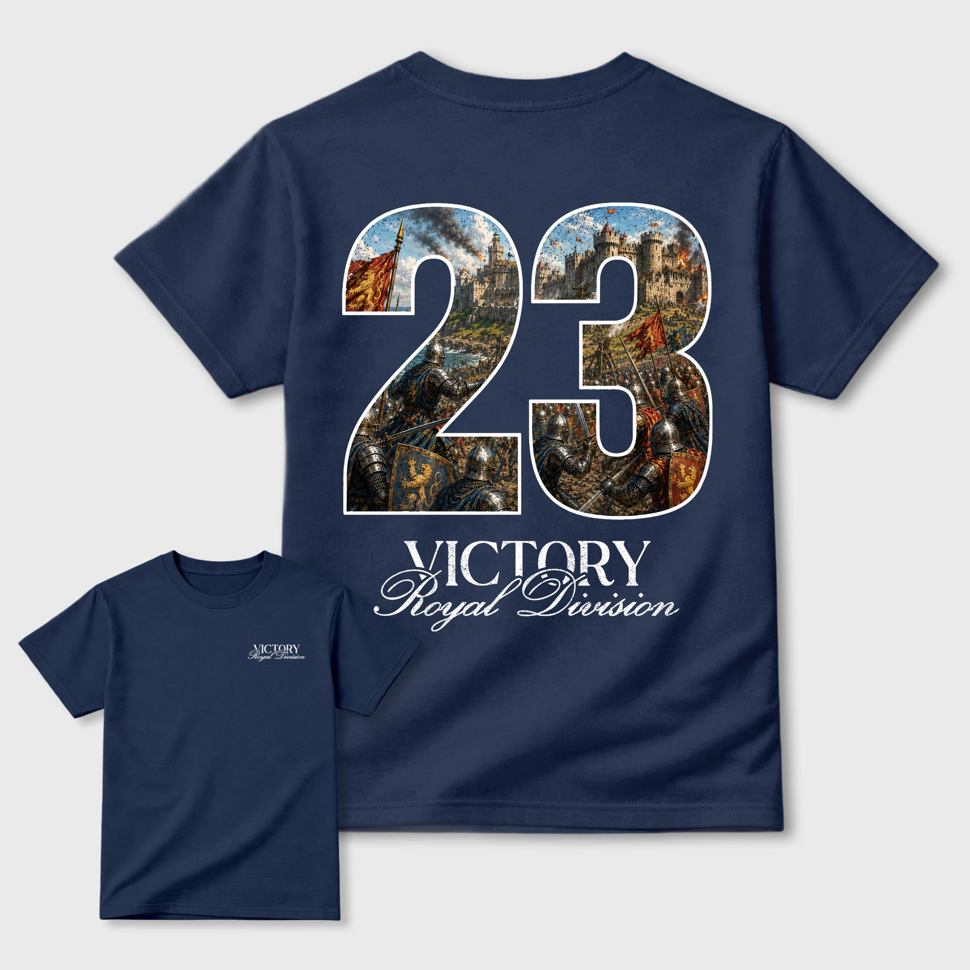 Victory Graphic T-Shirt featuring original streetwear artwork designed to match the Air Jordan 13 Flint. Navy Graphic T-Shirt.
