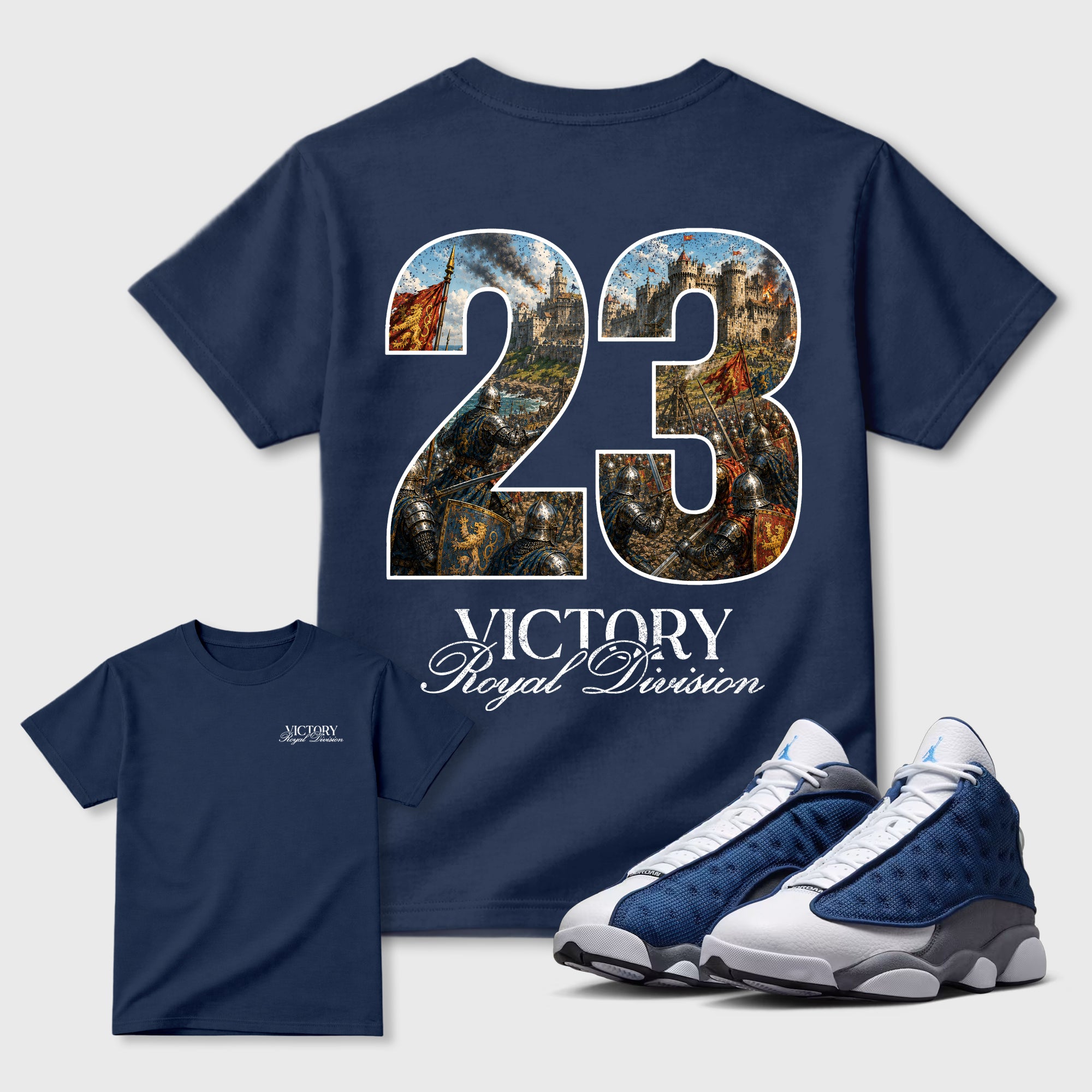 Victory Graphic T-Shirt featuring original streetwear artwork designed to match the . Navy Graphic T-Shirt.