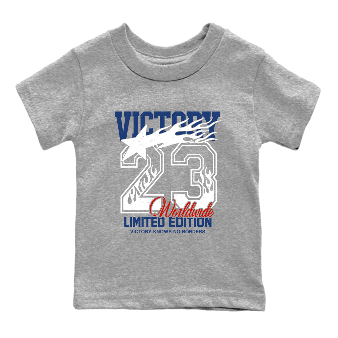 Sneaker match tees – Sneaker Tees To Match Air Jordan 11 Rare Air Shoes – Victory Knows No Borders Kids T-Shirt Heather Grey 2