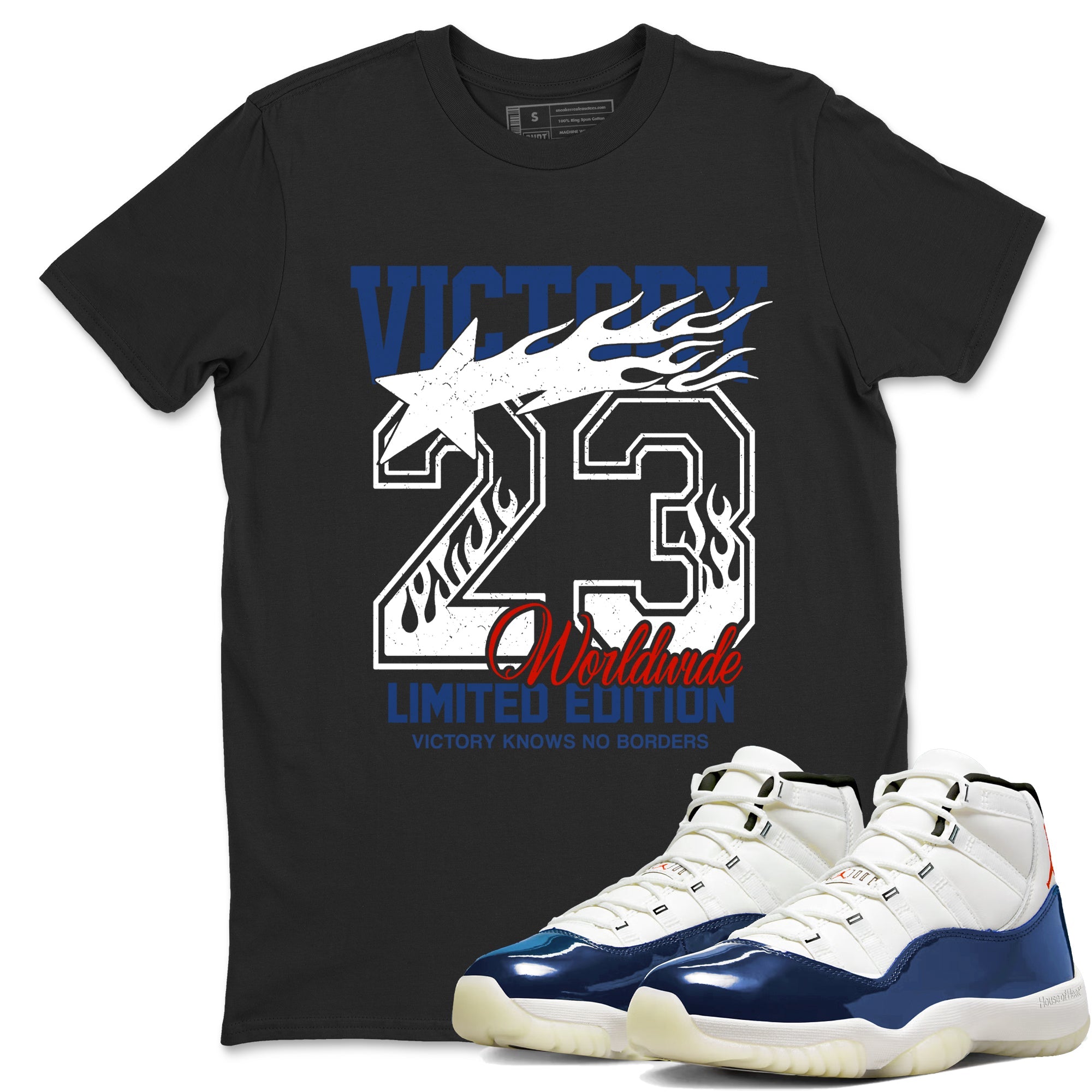 Sneaker match tees – Sneaker Tees To Match Air Jordan 11 Rare Air Shoes – Victory Knows No Borders Tee Black 1