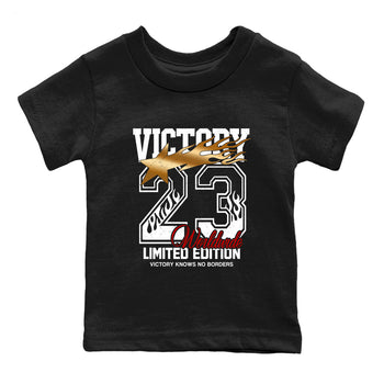 Sneaker match tees – Sneaker Tees To Match Air Jordan 12 Taxi Shoes – Victory Knows No Borders Kids T-Shirt Black 2