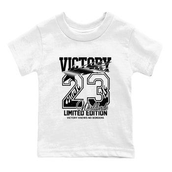 Sneaker match tees – Sneaker Tees To Match Air Jordan 4 Black Cat Shoes – Victory Knows No Borders Kids T-Shirt White 2