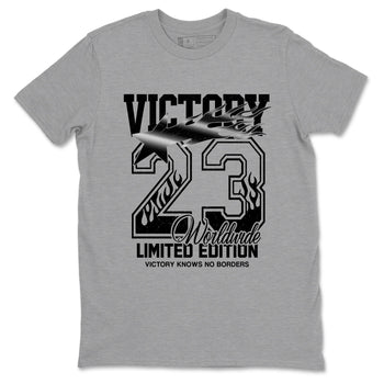 Sneaker match tees – Sneaker Tees To Match Air Jordan 4 Black Cat Shoes – Victory Knows No Borders Tee Heather Grey 2