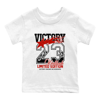 Sneaker match tees – Sneaker Tees To Match Air Jordan 5 Fire Red Shoes – Victory Knows No Borders Kids T-Shirt White 2