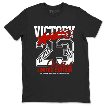 Sneaker match tees – Sneaker Tees To Match Air Jordan 5 Fire Red Shoes – Victory Knows No Borders Tee Black 2