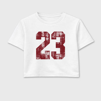 Vintage 23 women’s crop tee designed to match the Air Jordan 3 Bin 23, featuring coordinated White 2 options for a perfect streetwear vibe.
