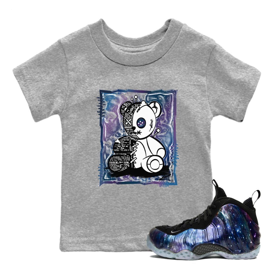 Air Foamposite One Galaxy Shirts To Match Jordans Vintage Bear Sneaker Shirts Air Foamposite 1 Galaxy SNRT Sneaker Release Tees Baby Youth Toddler Heather Grey 1 crew neck shirts