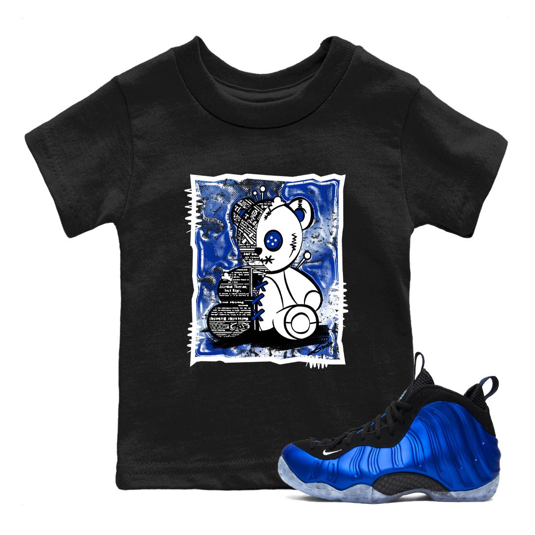 Air Foamposite One Royal shirts to match jordans Vintage Bear sneaker match tees Foams One Royal match shoes to clothes SNRT Sneaker Tees Youth Baby Black 1 tee