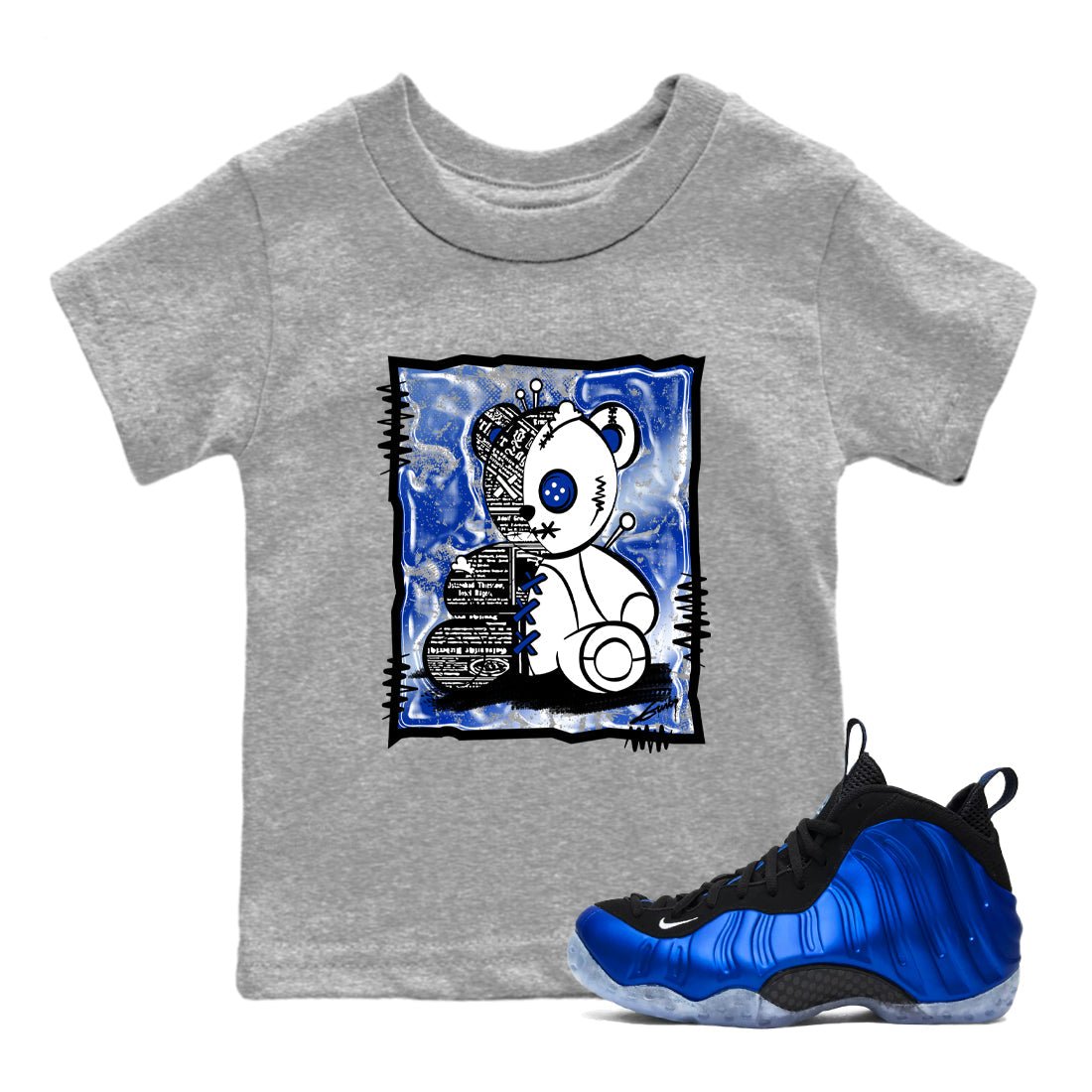 Air Foamposite One Royal shirts to match jordans Vintage Bear sneaker match tees Foams One Royal match shoes to clothes SNRT Sneaker Tees Youth Baby Heather Grey 1 tee