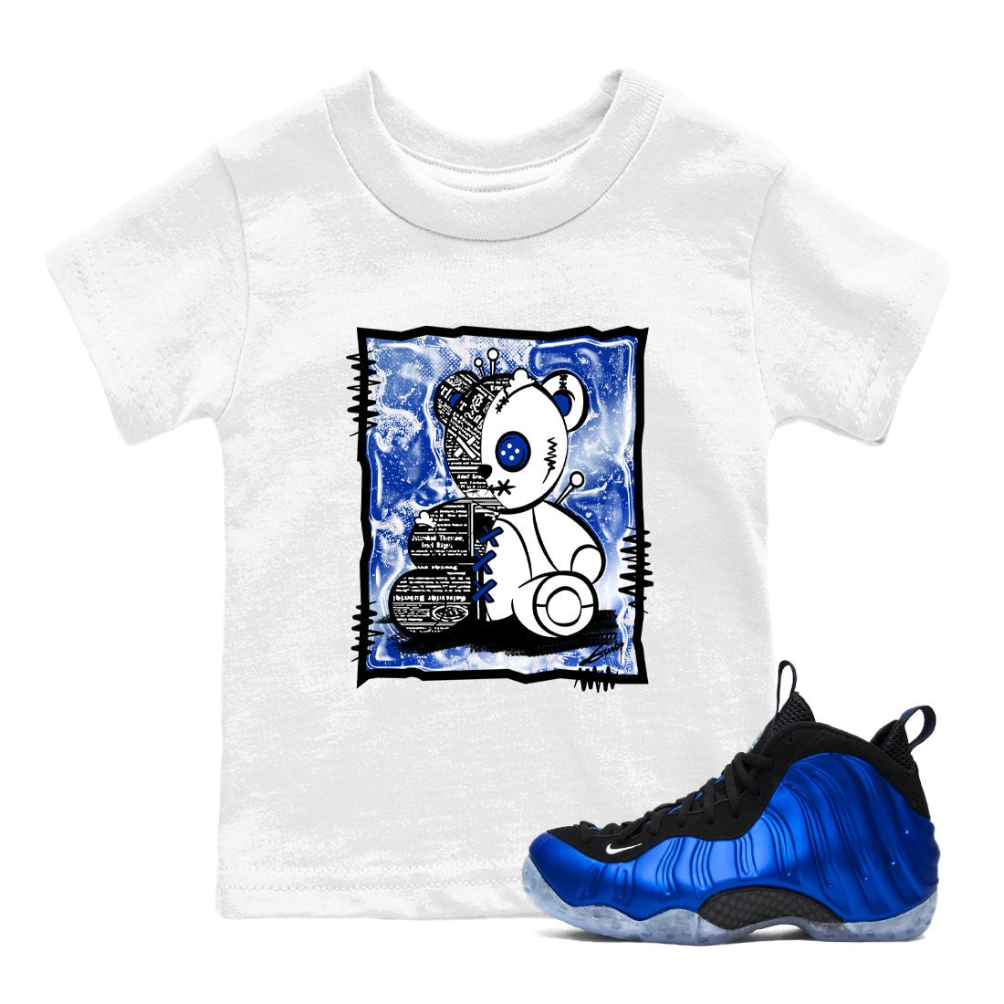 Air Foamposite One Royal shirts to match jordans Vintage Bear sneaker match tees Foams One Royal match shoes to clothes SNRT Sneaker Tees Youth Baby White 1 tee