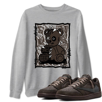 1s Travis Scott Velvet Brown shirts to match jordans Vintage Bear best t shirts to wear with jordans Travis Scott x Air Jordan 1 Low OG Velvet Brown match shoes to clothes SNRT Sneaker Tees unisex cotton Heather Grey 1 shirts