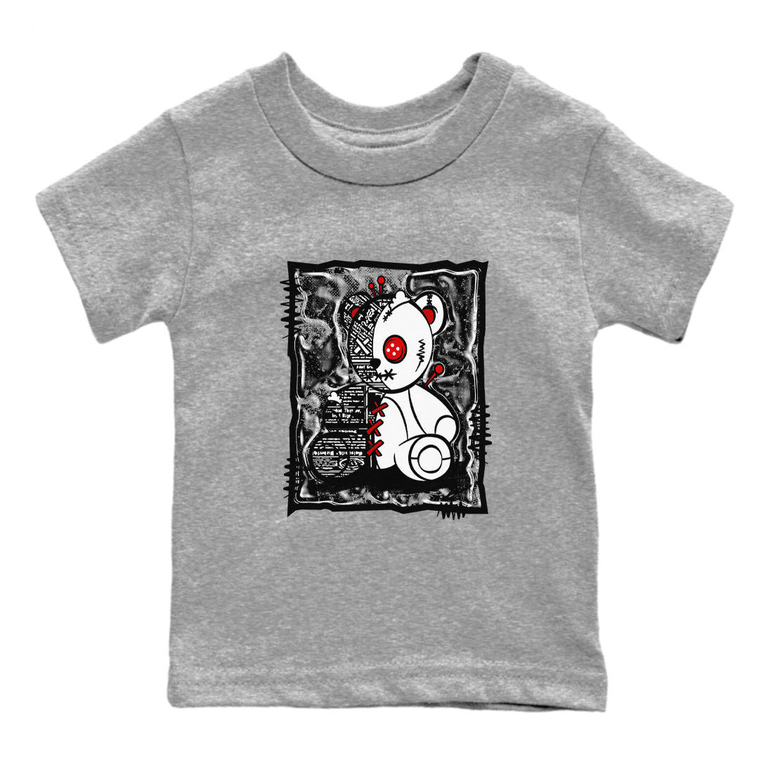 11s Bred Velvet shirts to match jordans Vintage Bear sneaker match tees Air Jordan 11 Bred Velvet SNRT Sneaker Release Tees Youth Baby Heather Grey 2 crew neck shirts