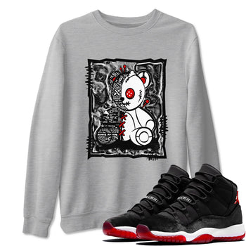 11s Bred Velvet shirts to match jordans Vintage Bear sneaker match tees Air Jordan 11 Bred Velvet SNRT Sneaker Release Tees unisex cotton Heather Grey 1 crew neck shirts