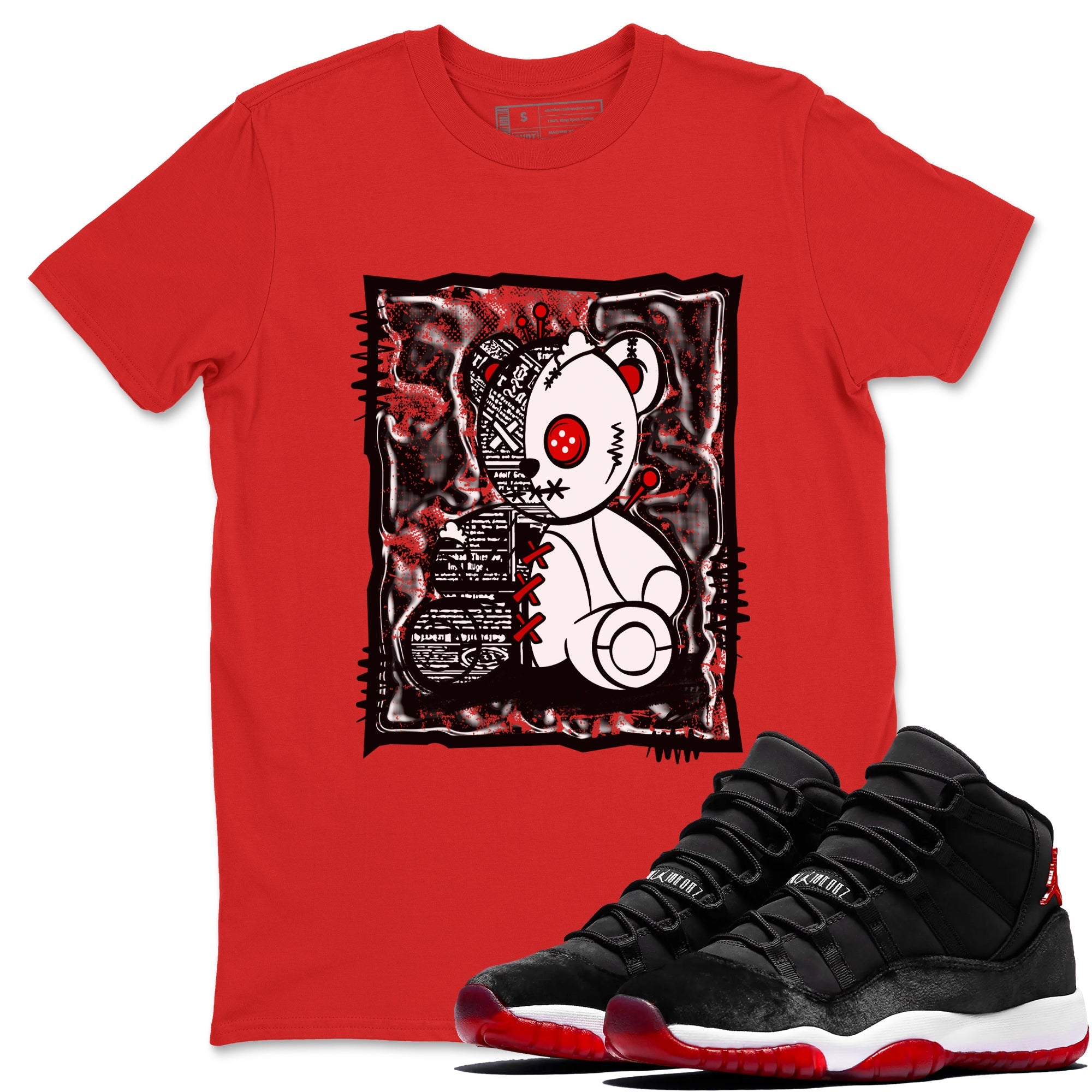 11s Bred Velvet shirts to match jordans Vintage Bear sneaker match tees Air Jordan 11 Bred Velvet SNRT Sneaker Release Tees unisex cotton Red 1 crew neck shirts
