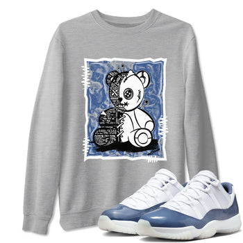 11s Diffused Blue shirts to match jordans Vintage Bear sneaker match tees Air Jordan 11 Diffused Blue SNRT Sneaker Release Tees unisex cotton Heather Grey 1 crew neck shirts