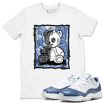11s Diffused Blue shirts to match jordans Vintage Bear sneaker match tees Air Jordan 11 Diffused Blue SNRT Sneaker Release Tees unisex cotton White 1 crew neck shirts