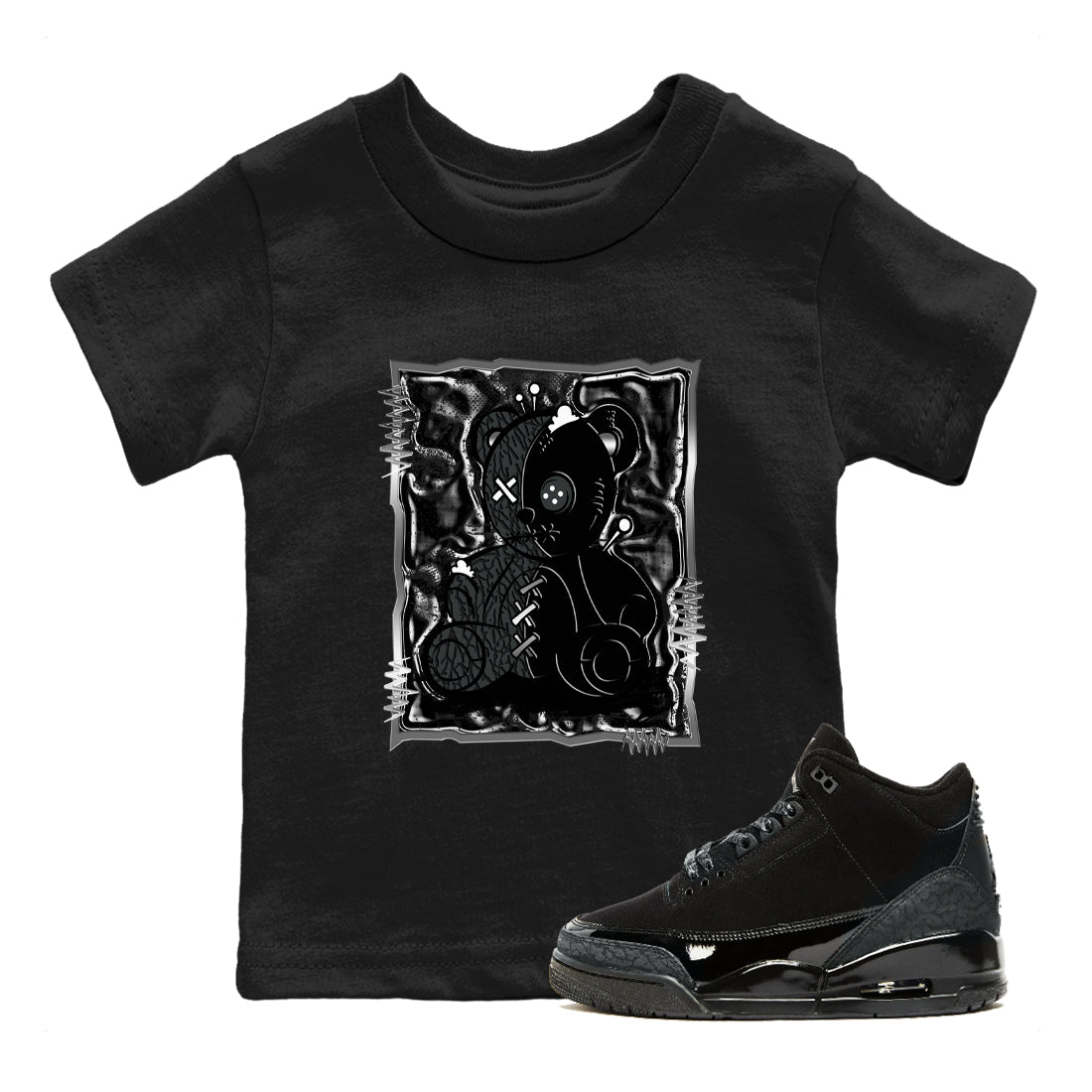 3s Black Cat shirts to match jordans Vintage Bear best t shirts to wear with jordans AJ3 Retro Black Cat match shoes to clothes SNRT Sneaker Tees Youth Baby Black 1 tee