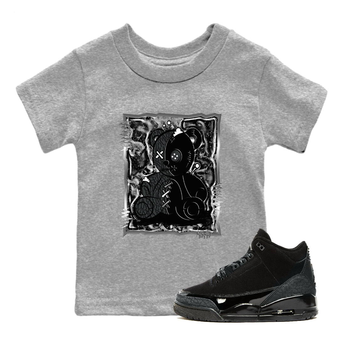 3s Black Cat shirts to match jordans Vintage Bear best t shirts to wear with jordans AJ3 Retro Black Cat match shoes to clothes SNRT Sneaker Tees Youth Baby Heather Grey 1 tee