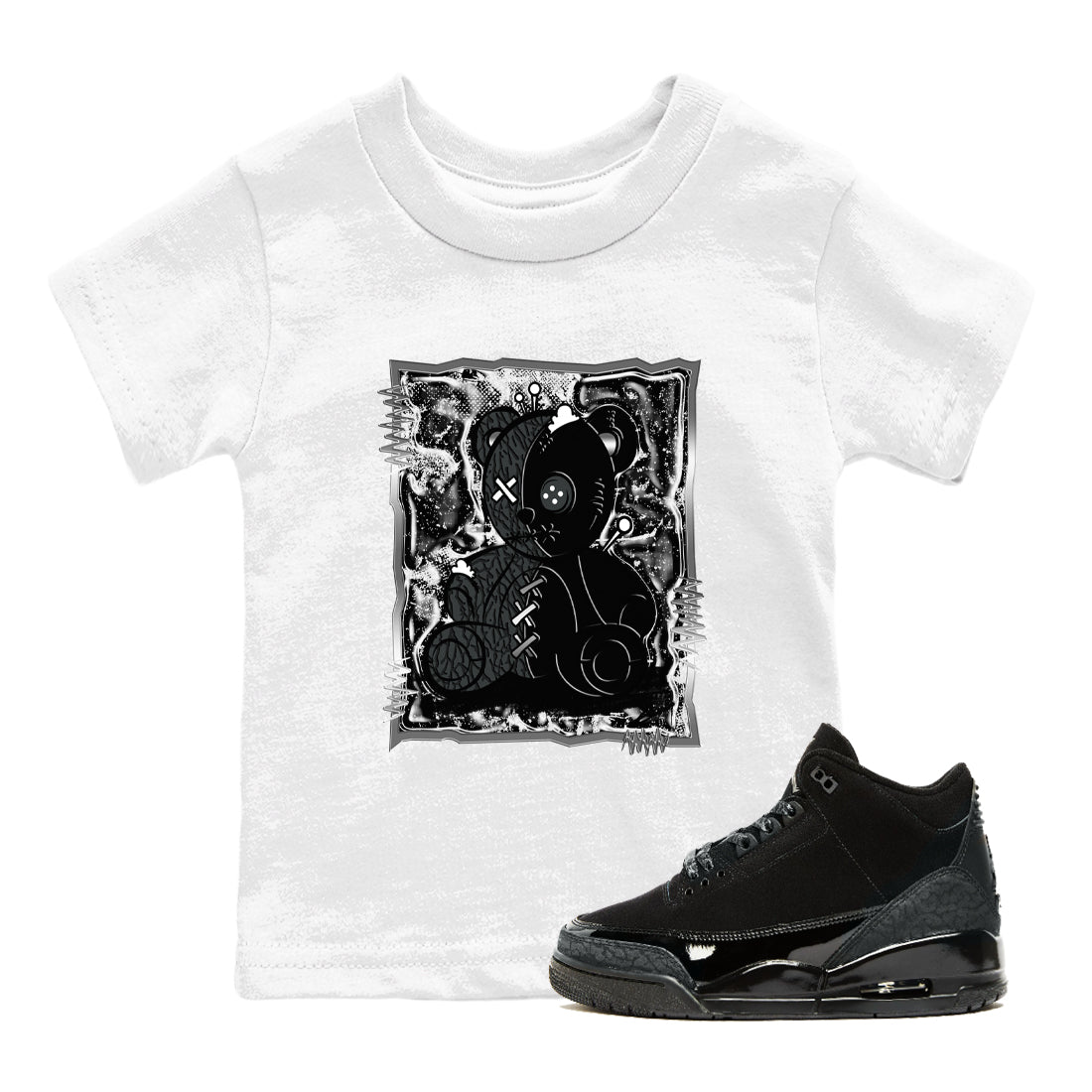 3s Black Cat shirts to match jordans Vintage Bear best t shirts to wear with jordans AJ3 Retro Black Cat match shoes to clothes SNRT Sneaker Tees Youth Baby White 1 tee