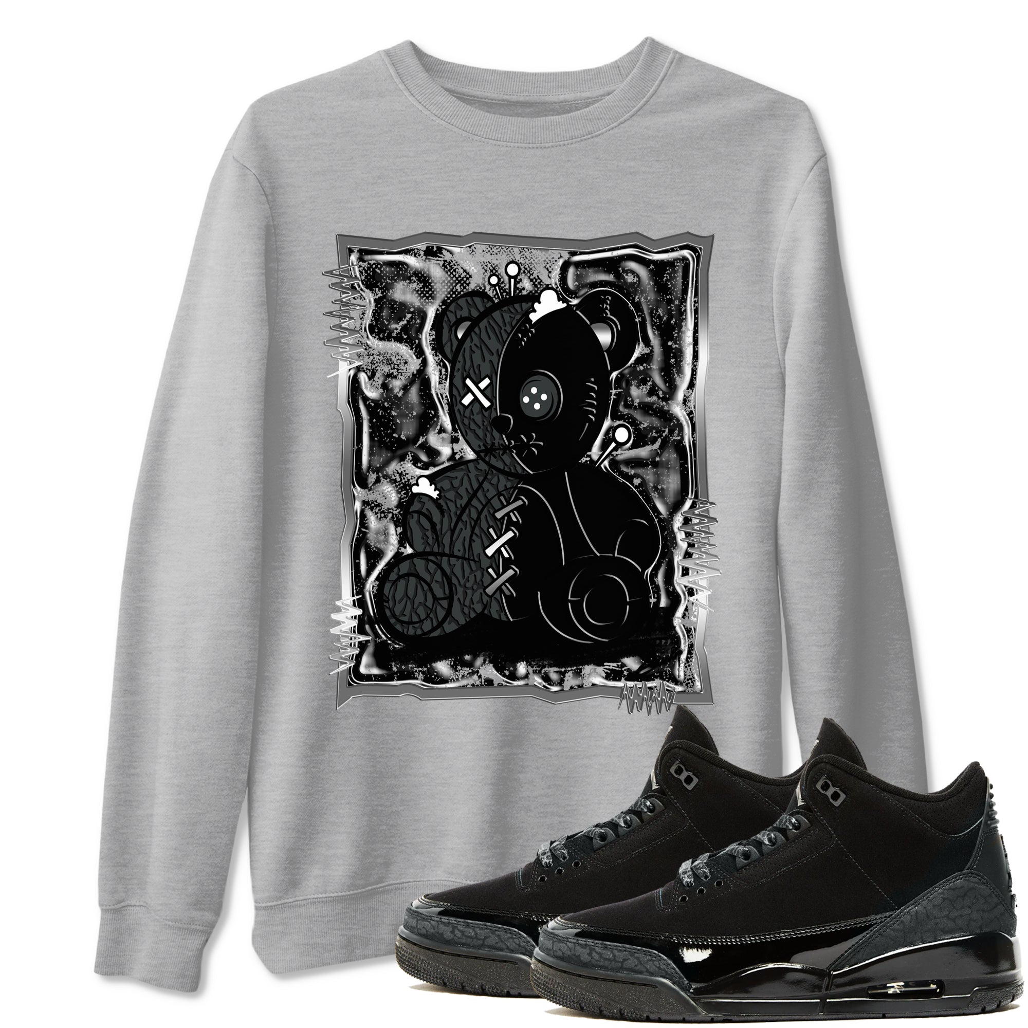 3s Black Cat shirts to match jordans Vintage Bear best t shirts to wear with jordans AJ3 Retro Black Cat match shoes to clothes SNRT Sneaker Tees unisex cotton Heather Grey 1 shirts