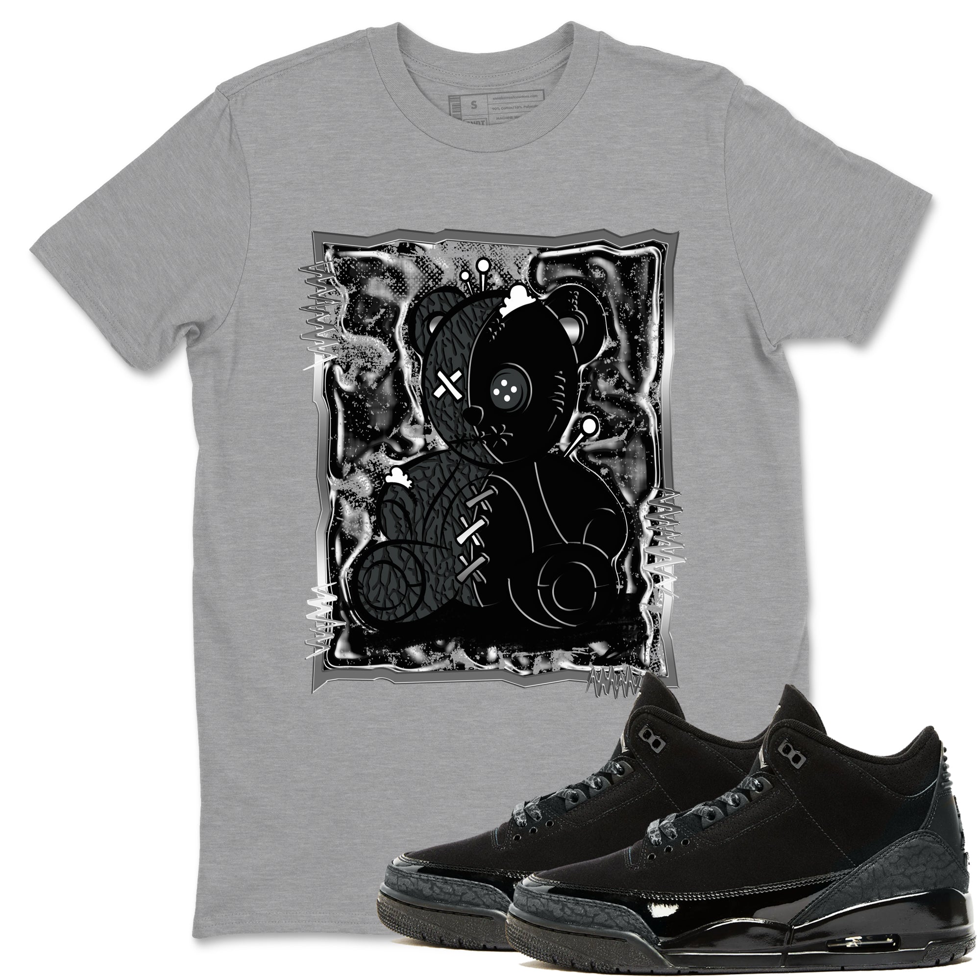 3s Black Cat shirts to match jordans Vintage Bear best t shirts to wear with jordans AJ3 Retro Black Cat match shoes to clothes SNRT Sneaker Tees unisex cotton Heather Grey 1 shirts