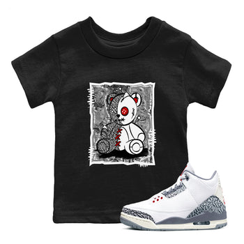 3s Cement Grey shirts to match jordans Vintage Bear sneaker match tees Air Jordan 3 Cement Grey SNRT Sneaker Release Tees Youth Baby Black 1 crew neck shirts