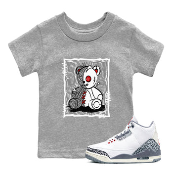 3s Cement Grey shirts to match jordans Vintage Bear sneaker match tees Air Jordan 3 Cement Grey SNRT Sneaker Release Tees Youth Baby Heather Grey 1 crew neck shirts
